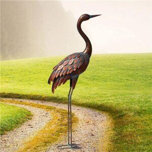 Outdoor Garden Crane Statues and Sculptures Metal Yard Art Statue Garden Decor